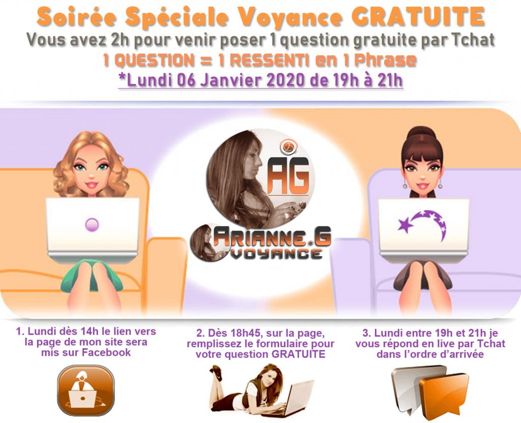 Arianne .G Voyance Offre une soirée spéciale mensuelle sur une Question voyance GRATUITE 2020